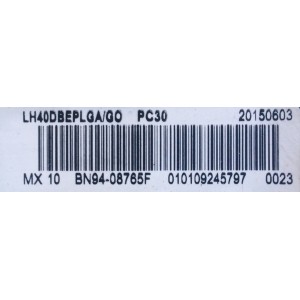 MAIN PARA TV  SAMSUNG NUMERO DE PARTE BN94-08765F / BN41-02365A / BN97-09650A / PANEL CY-GH040BGLV3H / MODELOS LH40DBEPLGA/GO US02 / LH40DBE